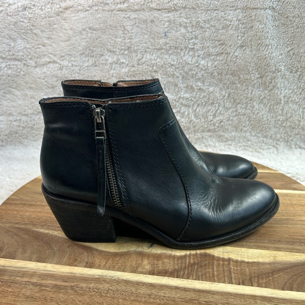 Madewell  Janice Boots black suede leather shoes side zip ankle Sz 7.5 M